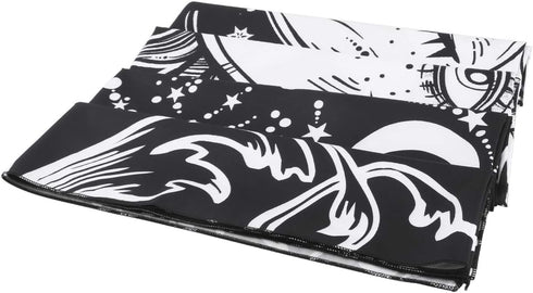 ARFBEAR Sun and Moon Tapestry, Burning Sun with Stars, Black and White Psychedelic Wall Hanging (59 x 59 in)
