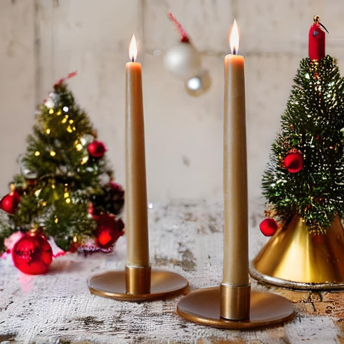Candlestock 8 Inch Real Bayberry Taper Candle Pair, Pure Bayberry and 100% USA Beeswax Blend, Dripless