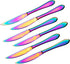 Ultra-Sharp Multi-color Serrated Steak Knives Set, 6-Piece Stainless Steel Cutlery, Dishwasher Safe (Rainbow)