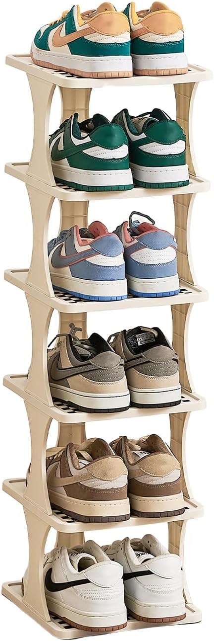 Vertical Shoe Rack 6 Tier, Narrow Free Standing Shoe Organizer for Closet,