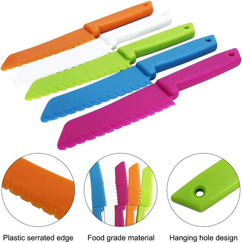 Sonku 10 Packs Kitchen Knife Set with Cutting Boards for Kids and Adults in Multi Colors