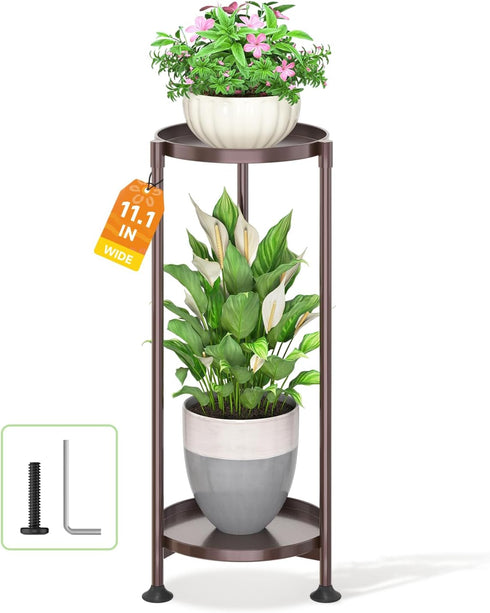 LASZOLA 2 Tier Bronze Plant Stand Indoor for Large Tall Heavy Duty