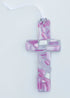 First Communion Gift for Girl, Handmade in USA Pink Mosaic Glass Cross with Sentiment