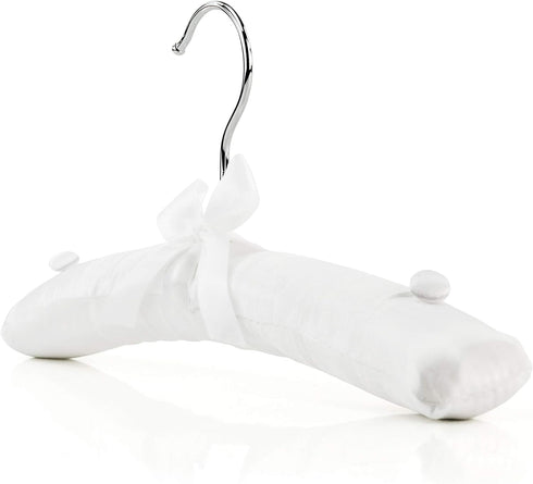 HANGERWORLD Small Kids Satin Padded Hangers - Pack of 3, 11.8inch Soft White for Nursery