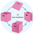 Fabric Cubby Storage Bins, Set of 3 - 13x13x13 Inches Foldable Organizer Bins with Dual Handles in Pink