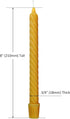 100% Pure Beeswax Spiral Twist Taper Candles - Organic Set of 6, 8 Inches Tall, 3/4 Inch Diameter