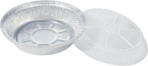 Premium 7-Inch Aluminum Round Foil Pans with Plastic Lids Disposable Aluminum Tin for Roasting Baking Cooking 60pcs by Waytiffer