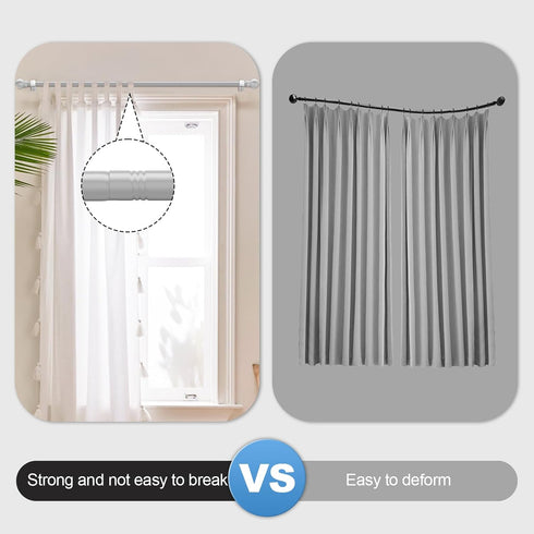 Silver Curtain Rods for Bedroom with Brackets,5/8 Inch Diameter Small Window Curtain Rod 32 to 48 Inches,Easy Install Drapery Rods