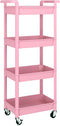 MIOCASA Utility Rolling Cart with Detachable Tray Top, 4-Tier Kitchen Storage Organization,