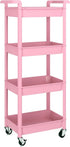 MIOCASA Utility Rolling Cart with Detachable Tray Top, 4-Tier Kitchen Storage Organization,