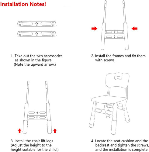 WHY TOYS 3 2-6. 220LBS Set (2-Pack-Red) Adjustable Kid Chairs Indoor Level Adjustable Suitable for Children Age Maximum