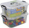 8 Liter Plastic Storage Box - 2-Pack Clear Storage Bins with Handles for Organizing