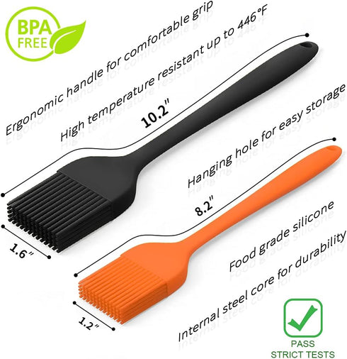 Silicone Basting Pastry Brush - Cooking Brush for Oil Sauce Butter Marinades, Food Grade, Dishwasher Safe