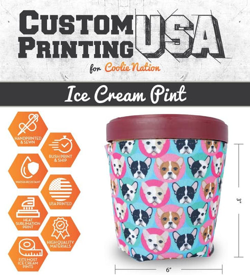 Generic 4 4 Packs. (4) pcs Realistic Waffle Cone Ice Cream Pint Sleeve. pcs Real Waffle Pre Printed Coolie. Ice Cream