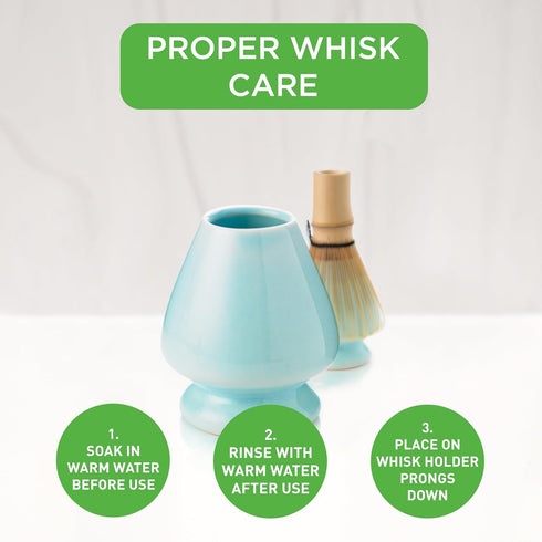 Aiya Traditional Japanese Matcha Whisk Holder, Pyramid Design for Bamboo Chasen, Blue
