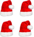 AOGU 4 Pack Plush Santa Hat Comfortable Velvet Red Christmas Hat for Party Favors