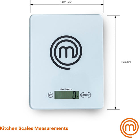 MasterChef Digital Food Scale - Portable Kitchen Scale for Baking & Cooking, LCD Display, 11lb Weight Capacity