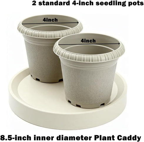 Wheels,2-Pack 10 Inch Plant Caddy with Hidden Gray+Light Gray Rolling Plant Stand Mobile Tray, Easy Move Small & Medium