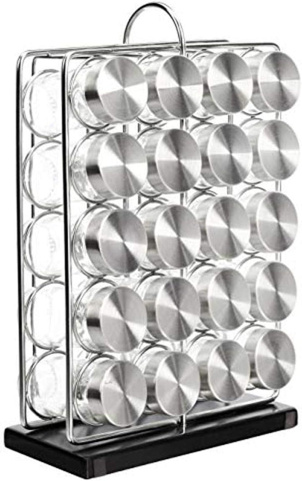 Amazon Basics 20 Jars Spice Rack Organizer, Space-Saving Kitchen Organizer with Glass