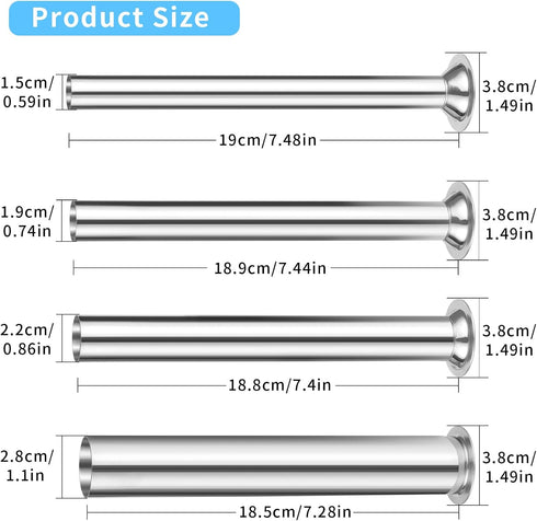 GKAKITSP 4 606,606SS,1606,1606SS Sizes Stainless Steel Sausage Stuffing Tubes Replacement for LEM Sausage Stuffers