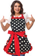 Violet Mist Vintage Apron for Women with Pockets, Cute Polka Dot Retro Stylish Apron (Red)