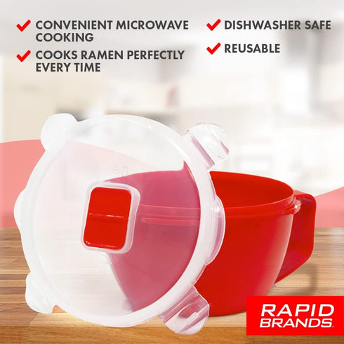 Rapid Plastic Noodle/Soup Bowl, Microwave Safe for Soup & Noodles, Perfect for Dorm, Small Kitchen, or Office