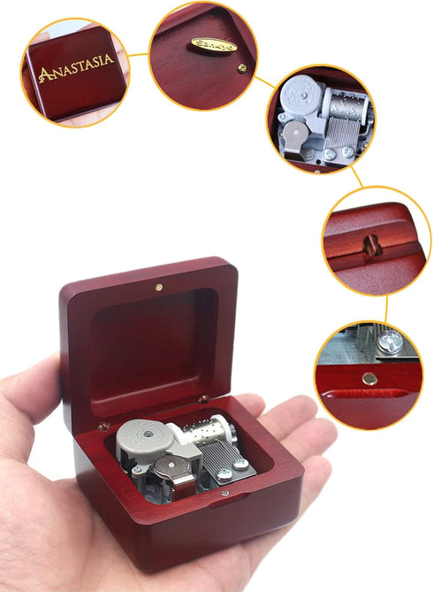 Sinzyo Anastasia-Once Upon a December Music Box, Vintage Musical Gift for Birthday, Valentine's Day (Wine Red Box)