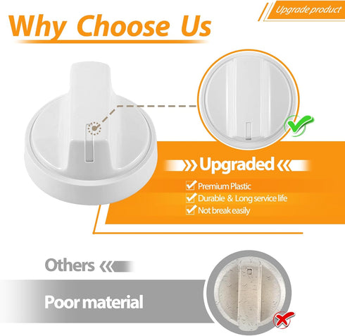 4 Pcs KIP 5J73 Stove Knobs Replacement: GE Stove Parts WB03X24952 Burner Knobs for GE Range Cooktop