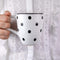 City to Cottage 10oz Ceramic Cappuccino Mug with Large Handle for Latte, Hot Chocolate, Tea, White and Black Polka Dot