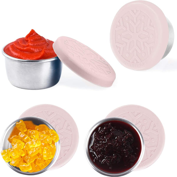 LALASTAR 4x1.6oz Salad Dressing Containers Set, Small Leakproof Condiment Containers with Silicone Lids, Pink