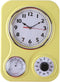 Lily's Home Retro Kitchen Wall Clock with Thermometer and 60-Minute Timer, Yellow (9.5 in x 13.3 in)