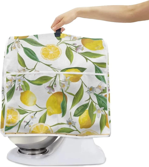 Floral Lemon Print Stand Mixer Dust-proof Cover for Kitchen Aid Mixer or Coffee Maker, Appliance Dust Cover Kitchen Appliance Accessories with Pocket and Handle, Easy to Clean