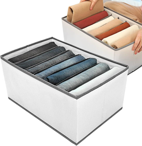 Wardrobe Closet Organizer - 7 Grids Foldable Drawer Dividers for Jeans, Pants, Shirts, Leggings, Stackable Bins (1PCS)