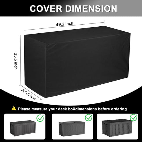 100 600D Black(49" 24" 25" Deck Box Cover, Outdoor Storage Box Cover for Gallon Deck Box &Outside Patio Storage Bench