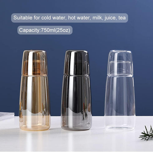 Set Set 25oz/750ml Yalucky Bedside Water Carafe with Tumbler, Bedside Carafe and Glass for Nightstand Bedroom Guest