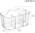 mDesign Clear Plastic Cutlery Storage Organizer Caddy Bin Tote with Handle - Divided Pantry Basket for Forks, Knives,