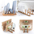 INNERNEED Bamboo Wooden Dish Rack, Vertical Plate & Lid Organizer for Kitchen Cabinet or Countertop, Drying Stand