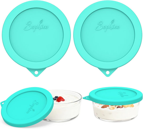 SOPHICO Silicone Replacement Lids Fit Ultimate 1-Quart Glass Containers, Airtight Seal Bowl