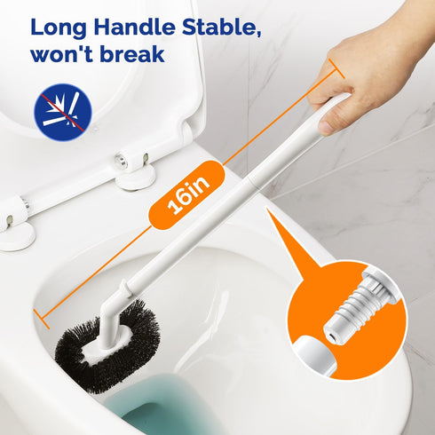 HAMITOR Toilet Plunger Bowl Brush ComboHeavy Duty Rubber for Drain Clog Remover - Curved Design Bristles for Deep
