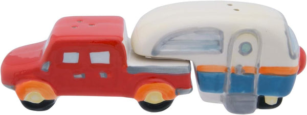 Beachcombers Truck/Camper Salt And Pepper Shakers | Unique Ceramic Novelty Decor Red And White Truck/Camper