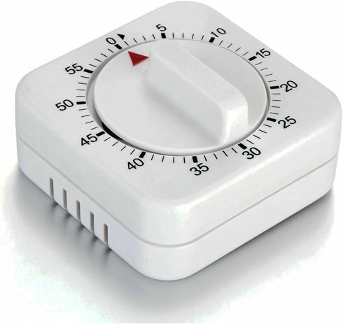 Square 60 Minute Mechanical Kitchen Timer, Visual Cooking Timer with Loud Alarm, Manual Countdown, No Batteries Required
