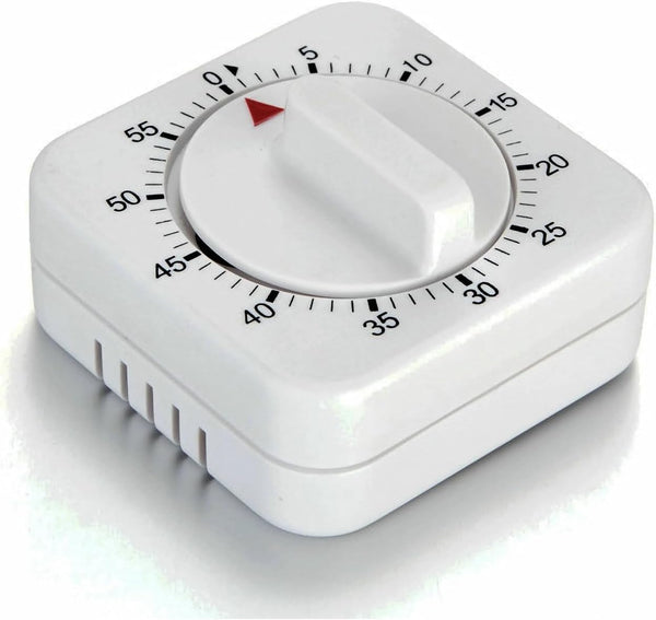 Square 60 Minute Mechanical Kitchen Timer, Visual Cooking Timer with Loud Alarm, Manual Countdown, No Batteries Required