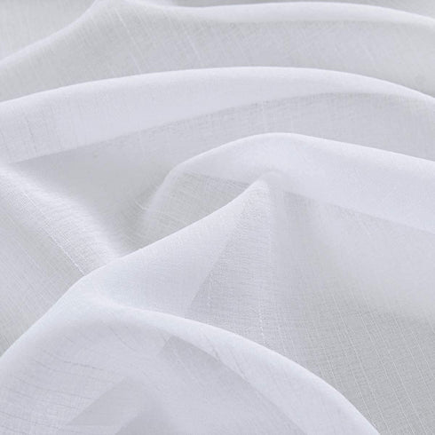 Treatmentex 2 Panels White Sheer Curtains with Black Pompoms, 63" Long Window Draperies for Boy's Room