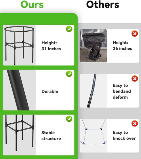 Tuohours 30-55 Heavy-Duty Garden Trash Bag Holder Gallon Outdoor Yard Waste Bag Stand Metal Frame Lawn Leaf Bag Holders