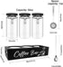 54oz Set MACIFECI Glass Coffee Containers with Shelf Coffee Station Organizer Black Glass Coffees Bean Storage Canister