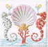 Caspari Seahorses and Shell Paper Cocktail Napkins - Four Packs of 20