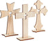 Bright Creations Wooden Crosses for Crafts, 12-Pack, Light Brown Unfinished Wood for Baptism Favors