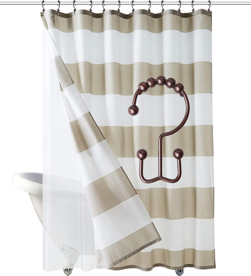 Shower Curtain Hooks Rings for Bathroom, 12PCS Stainless Steel Metal Rust Resistant Double Curtain Hooks (Bronze)