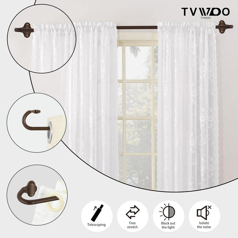 Bronze Wrap Around Curtain Rods 48 to 84 Inch, 5/8 Inch Adjustable Blackout Rod with Brackets, Room Darkening, Brown