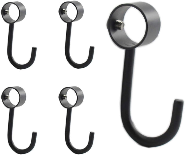 Stainless Steel Closet Rod Hooks, Heavy Duty Utility Hooks for Hanging Pots, Pans, Mugs, Towels (5 Pack Black)